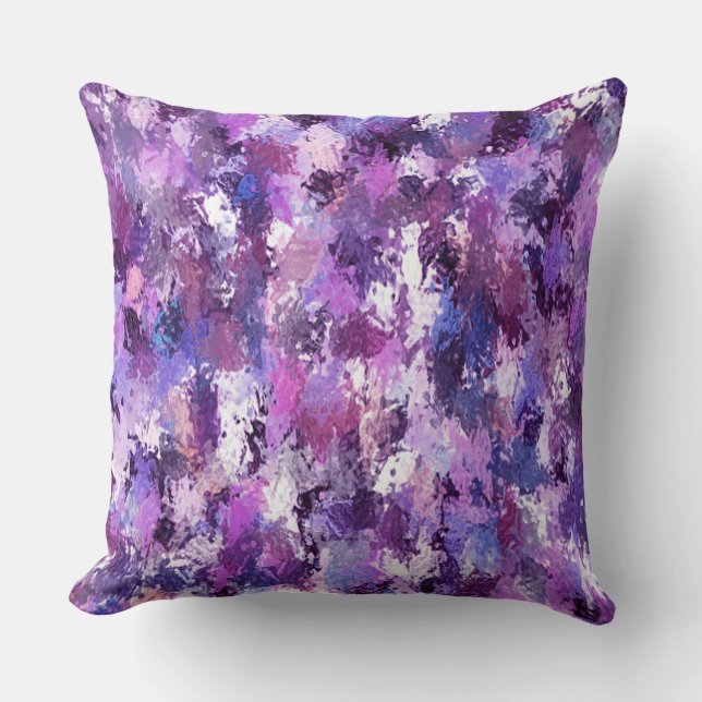 Purple Paint Splatter Throw Pillow (Front)