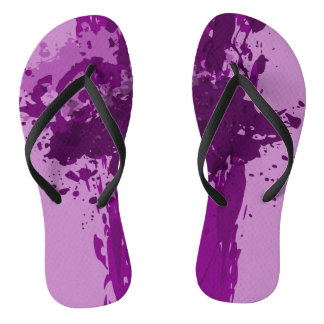 Purple Paint Splatter - Wedding Party Supply - Flip Flops