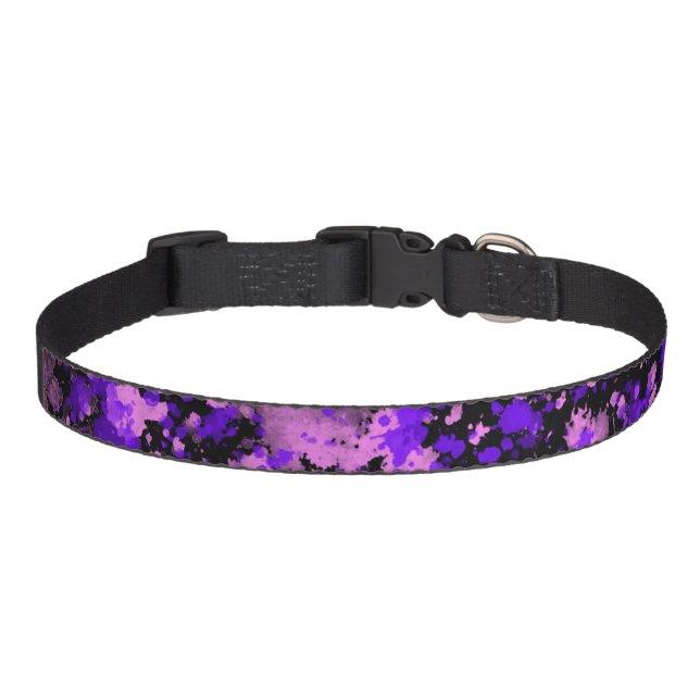 Purple Paint Splatters Pet Collar (Front)