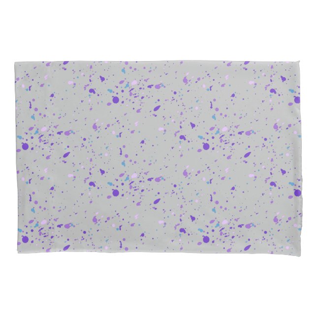 Purple Paint Splatters Pillow Case (Front)