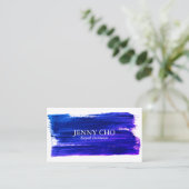 Purple  paint stripe hand painted business card (Standing Front)