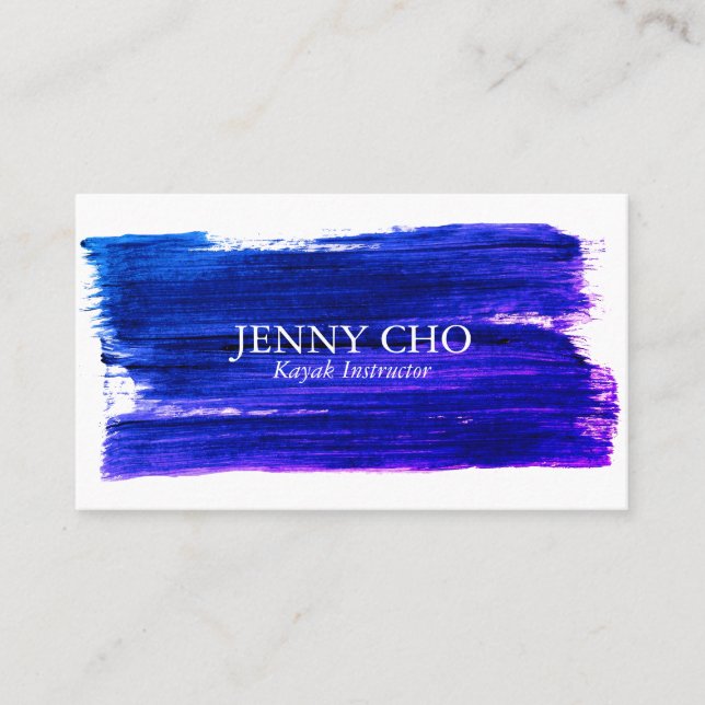 Purple  paint stripe hand painted business card (Front)