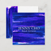 Purple paint stripe hand painted square business card (Front/Back)
