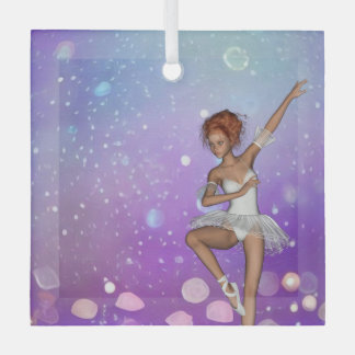 Purple Painted Bokeh Bubbles Ballerina Glass Ornament