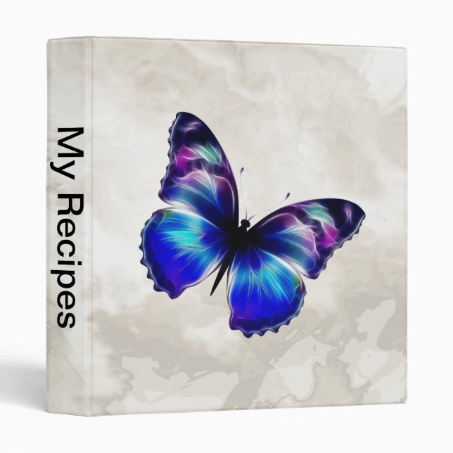 Purple Painted Butterfly 3 Ring Binder (Front/Spine)