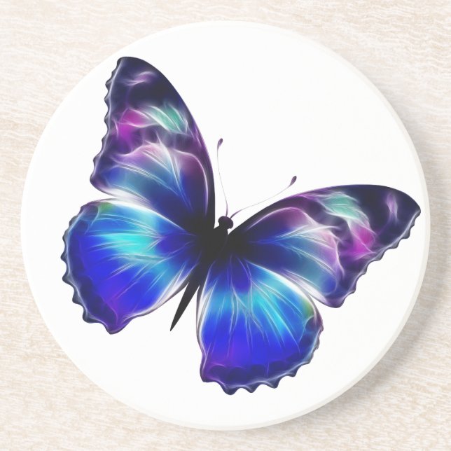 Purple Painted Butterfly Sandstone Coaster (Front)