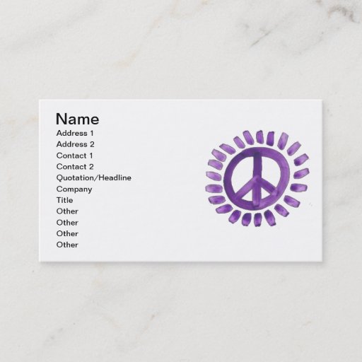 Customizable purple painted peace sign Business Card