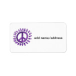 purple painted peace sign labels
