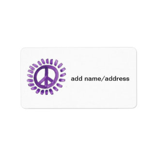 purple painted peace sign labels