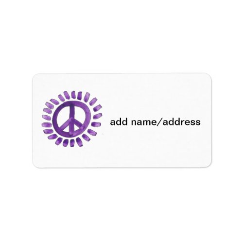 purple painted peace sign labels