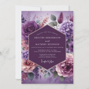 Purple Painterly Bloom Wedding Invitation