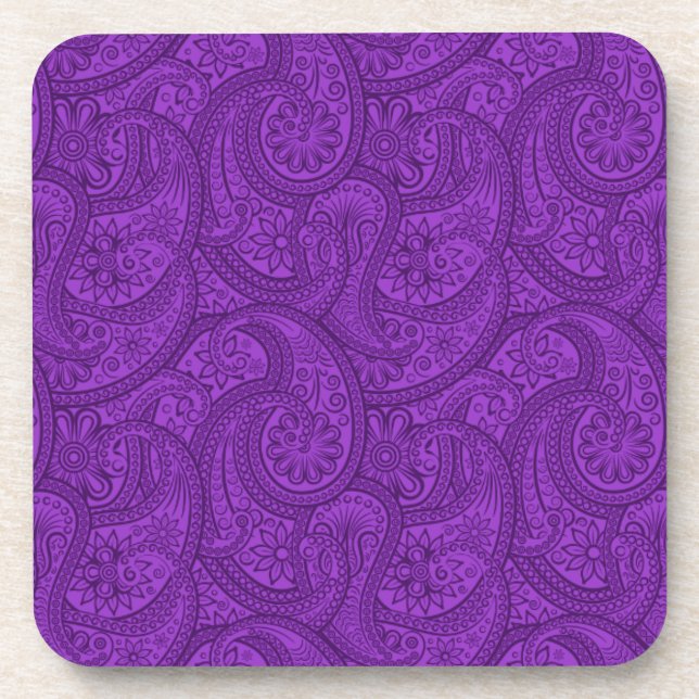Purple Paisley Beverage Coaster (Front)