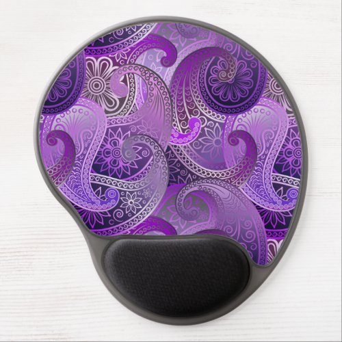 Purple Paisley Boho Damask Pattern Gel Mouse Pad