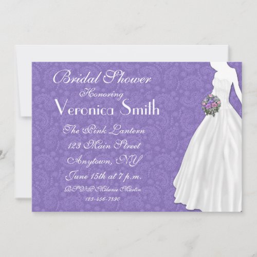 Purple Paisley Bridal Shower Personalized Announcement