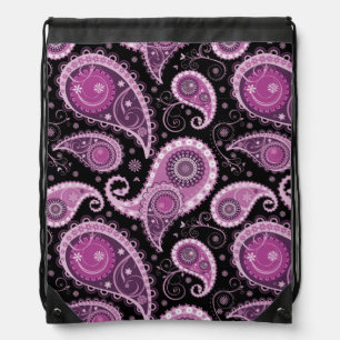 Purple Paisley Drawstring Backpack