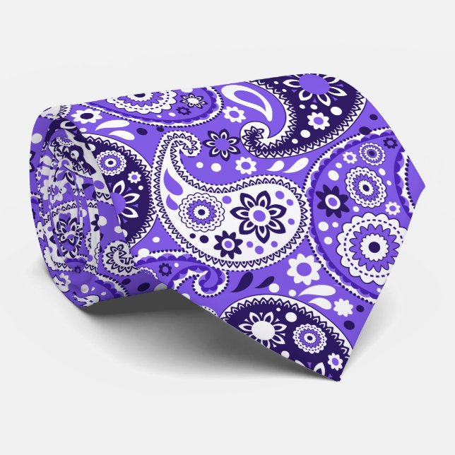 Purple Paisley Fancy Texas Country Western Neck Tie (Rolled)