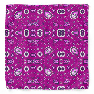 Purple Paisley Flower Print Adult Bandana