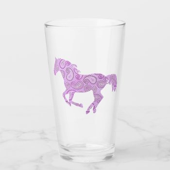 Purple Paisley Galloping Horse Glass by PaintingPony at Zazzle