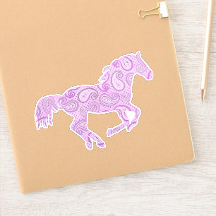 Purple Paisley Galloping Horse Sticker
