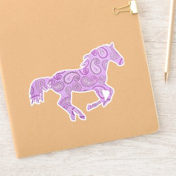 Purple Paisley Galloping Horse Sticker by PaintingPony at Zazzle