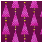 Purple paisley modern Christmas tree Fabric