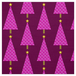 Purple paisley modern Christmas tree Fabric