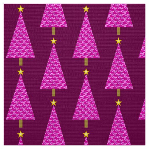 Purple paisley modern Christmas tree Fabric