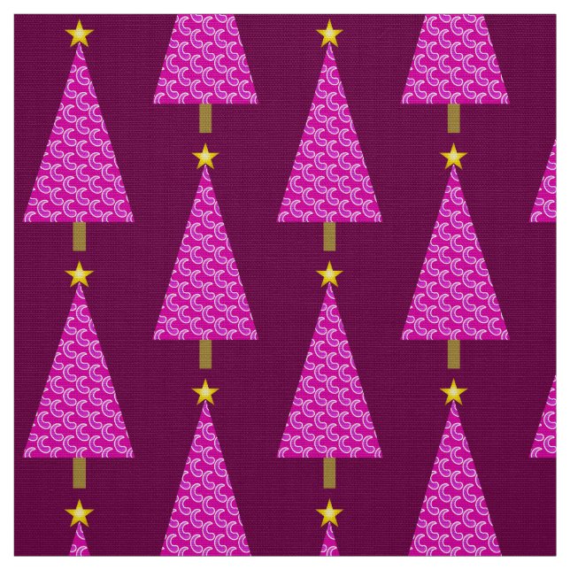 Purple paisley modern Christmas tree Fabric (Swatch)