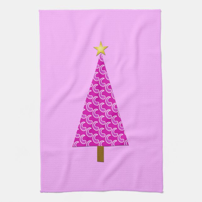 Purple paisley modern Christmas tree Towel (Vertical)