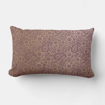 Purple Paisley On Gold Background Lumbar Pillow by LilithDeAnu at Zazzle