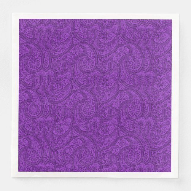 Purple Paisley Paper Dinner Napkins (Front)