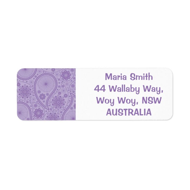 Purple paisley pattern label (Front)
