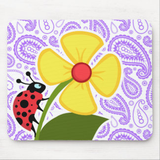 Purple Paisley Pattern; Ladybug Mouse Pad