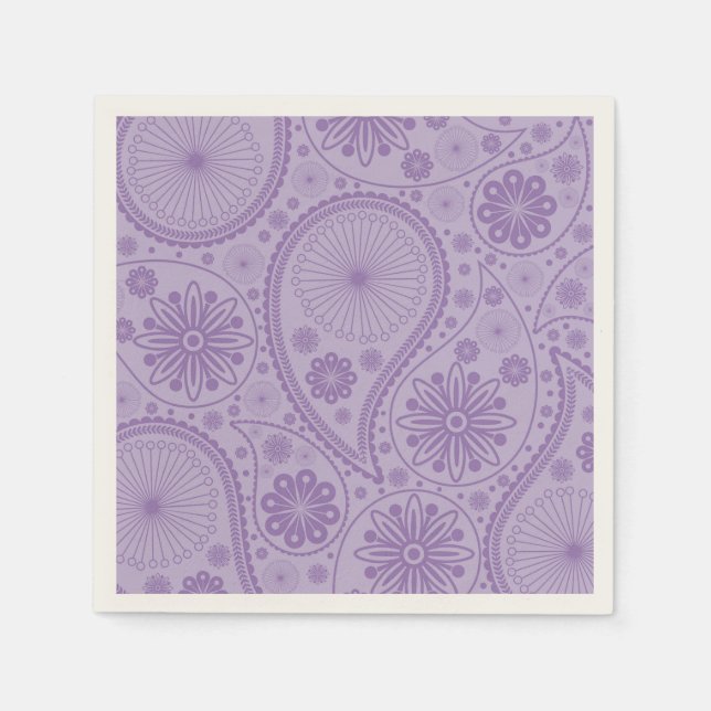 Purple paisley pattern paper napkins (Front)