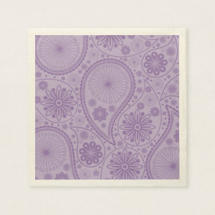 Purple paisley pattern paper napkins