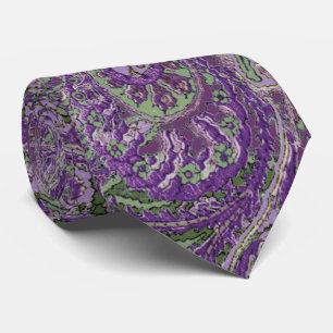 Purple Paisley Peacock Colors Wedding Tie