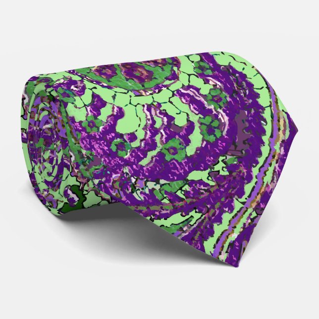 Purple Paisley Peacock Colors Wedding Tie (Rolled)