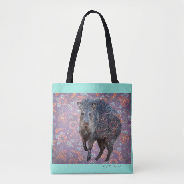Purple Paisley Pecary Tote Bag (Front)