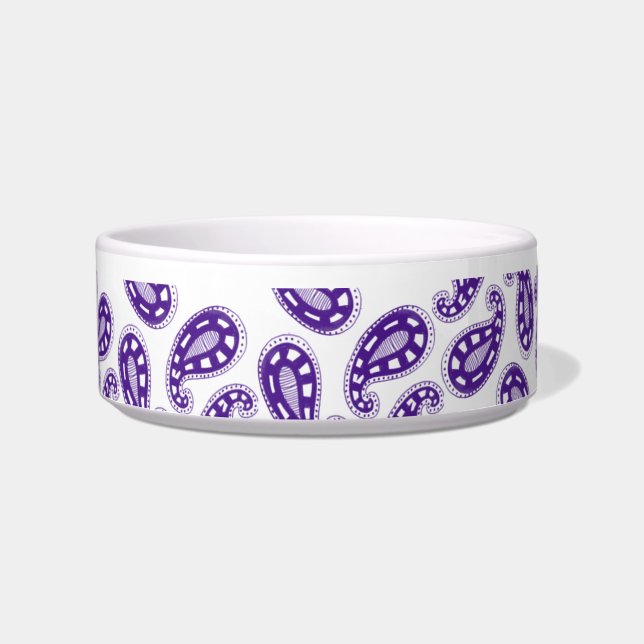 Purple Paisley Pet Dog Bowl (Front)