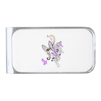 Purple Paisley Silver Money Clip