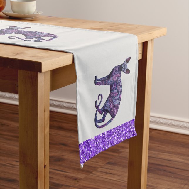 Purple Paisley Sphynx Paisley Long Table Runner (In Situ)