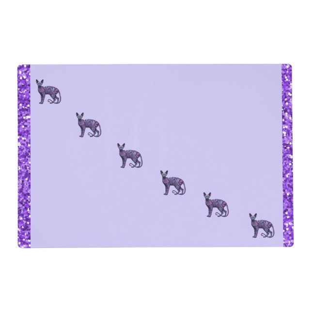 Purple Paisley Sphynx Paisley Placemat (Front)