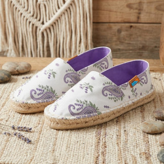 Purple Paisley Spring Garden Floral Motifs Elegant Espadrilles