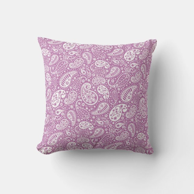"purple paisley throw pillow" throw pillow (Front)