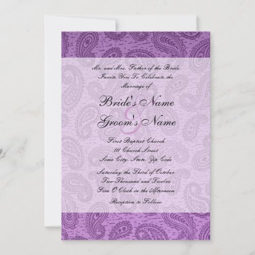 Purple Paisley Wedding Invitation