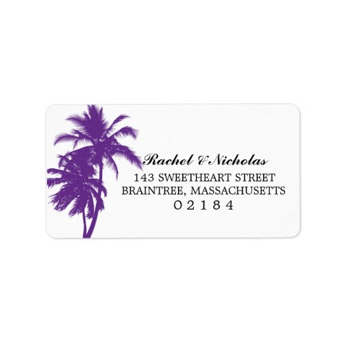 Purple Palm Tree  Address Label