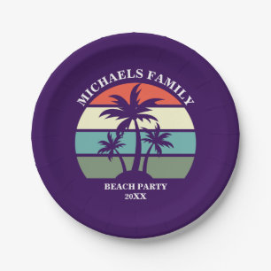 Purple Palm Tree Custom Beach Party Paper Plates