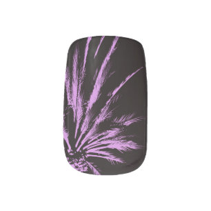 Purple Palm Tree on Black Background Minx Nail Art
