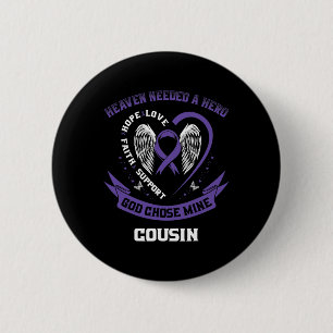 Purple Pancreatic Cancer Awareness Ribbon Cousin H Button