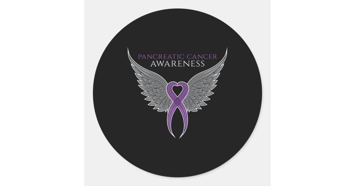 Purple Pancreatic Cancer Awareness Ribbon with Ang Classic Round ...